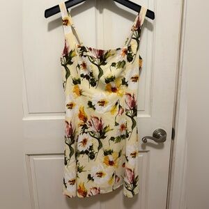 NWOT Abercrombie and Fitch Yellow Garden Party Floral Mini Dress-Size Small